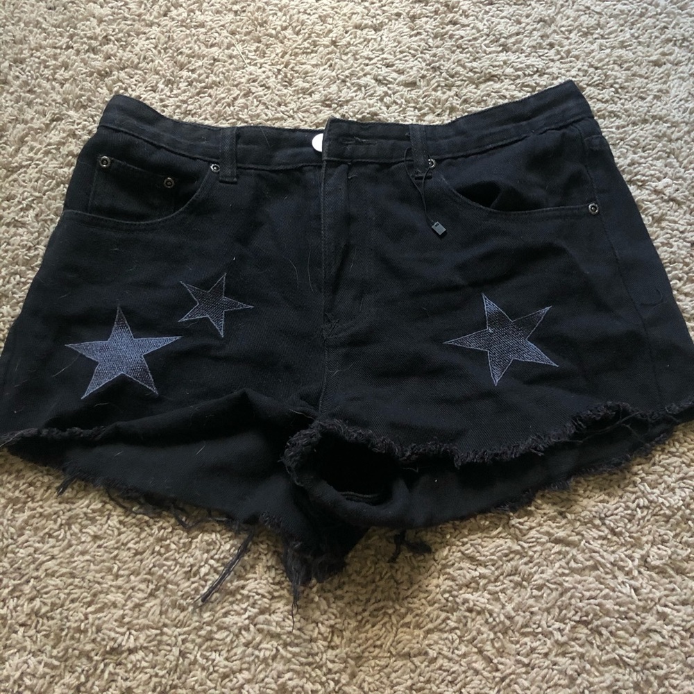 Black denim star shorts